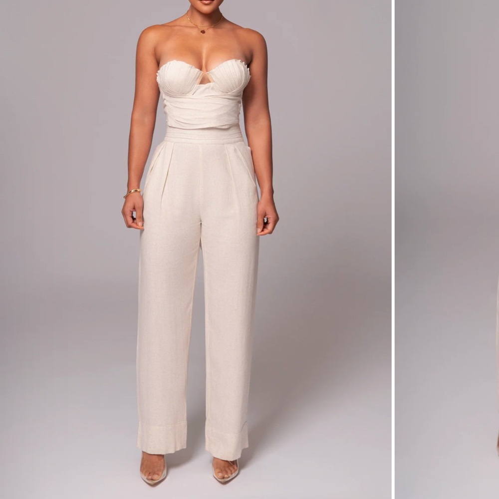 JLuxLabel Ivory Villa Views Linen Trousers